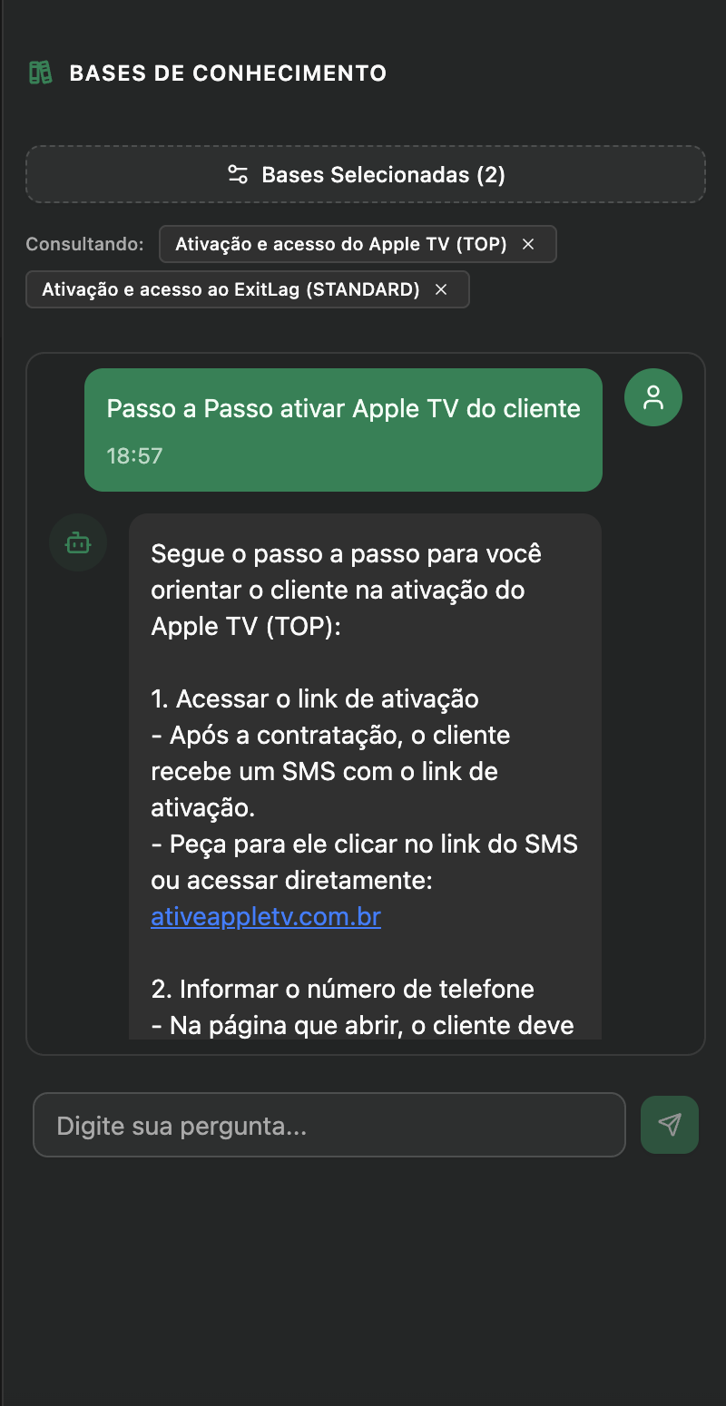 Base de conhecimento e transferência para setor no AtendAI